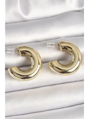 Pirinç Gold Renk Yarım Halka Model CCB Kadın Küpe