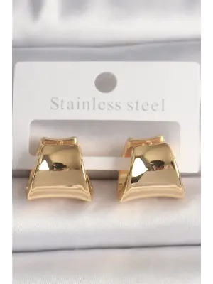  Altın Yarım Halka Model Çelik Küpe