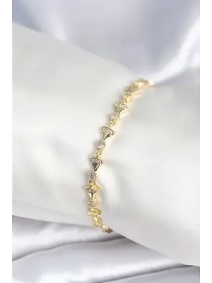 Pirinç Gold Renk Yelpaze Model Kadın Bileklik