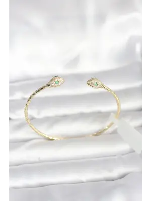 Pirinç Gold Renk Yılan Model Kelepçe Bileklik