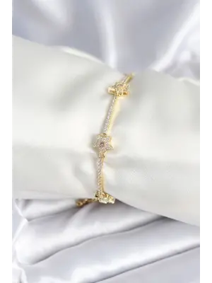 Pirinç Gold Renk Yıldız Model Kadın Bileklik