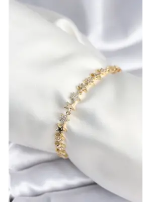 Pirinç Gold Renk Yıldız Model Kadın Bileklik
