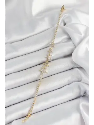 Pirinç Gold Renk Yıldız Model Kadın Bileklik