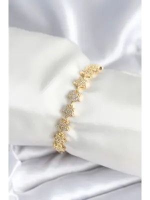 Pirinç Gold Renk Yıldız Model Kadın Bileklik