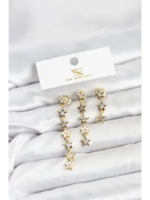 Çelik Gold Renk Yıldız Model YSX Trio Küpe Seti
