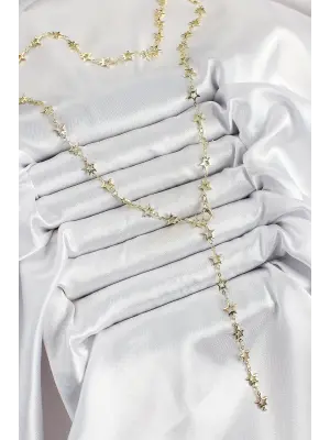 Pirinç Gold Renk Yıldızlı Kadın Y Kolye