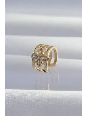  Altın Yonca Earcuff Küpe