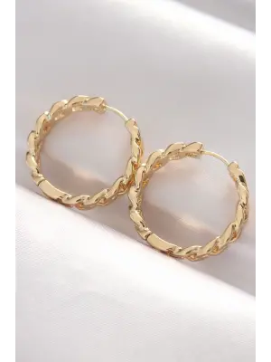  Altın Zincir Model Halka Küpe