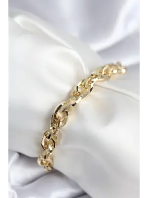 Pirinç Gold Renk Zincir Model Kadın Bileklik
