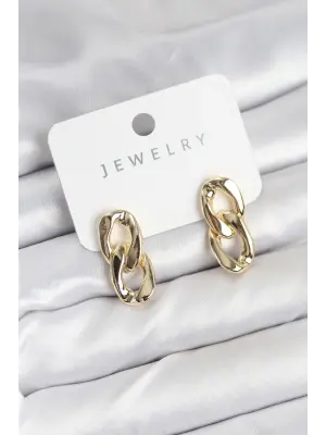 Pirinç Gold Renk Zincir Model Kadın Küpe