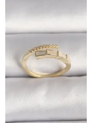  Altın Zirkon Taş Detaylı Yılan Model Ayarlanabilir Yüzük