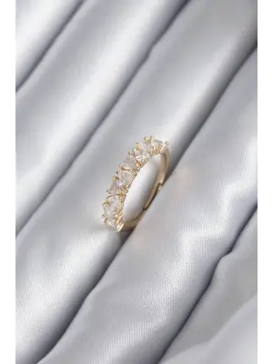  Altın Zirkon Taş Kalp Model Çelik Yüzük