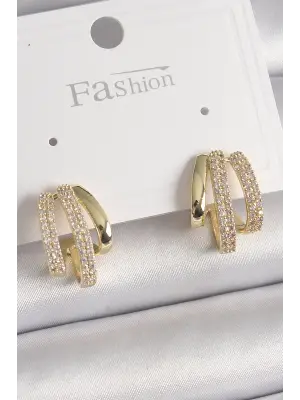  Altın Zirkon Taşı Çelik Küpe