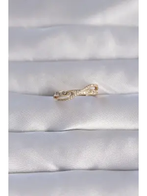  Altın Zirkon Taşlı 2li Görünüm Ayarlanabilir Yüzük