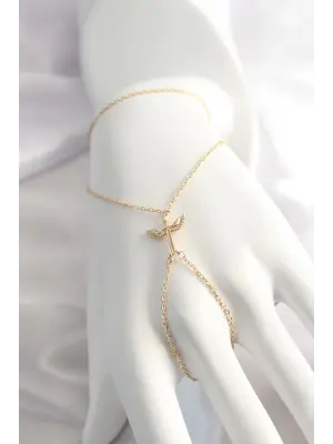 Çelik Gold Renk Zirkon Taşlı Anka Kuşu Şahmeran