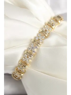 Pirinç Gold Renk Zirkon Taşlı Çiçek Model Xuping VIP Exclusive Seri Bileklik
