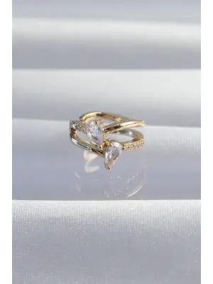  Altın Zirkon Taşlı Damla Earcuff Küpe