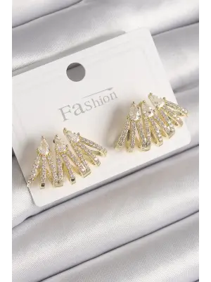  Altın Zirkon Taşlı Deniz Kabuğu Model Çelik Küpe