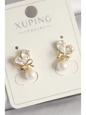  Altın Zirkon Taşlı Düğüm Model Xuping Çelik Küpe