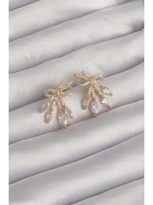  Altın Zirkon Taşlı Fiyonk Küpe