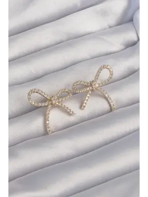  Altın Zirkon Taşlı Fiyonk Küpe