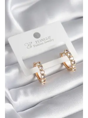  Altın Zirkon Taşlı Halka Model Çelik Küpe