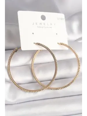  Altın Zirkon Taşlı Halka Model Çelik Küpe