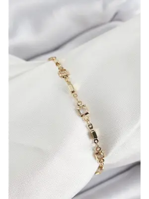 Pirinç Gold Renk Zirkon Taşlı Kadın Bileklik