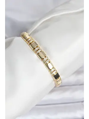 Pirinç Gold Renk Zirkon Taşlı Kadın Altın Kaplama Bileklik