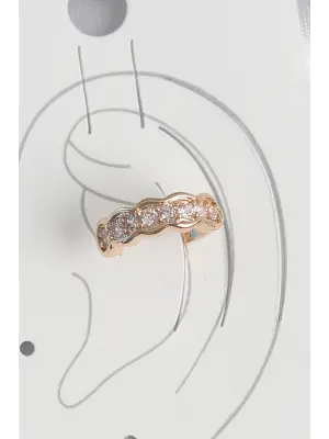 Pirinç Gold Renk Zirkon Taşlı Kadın Kıkırdak Küpe