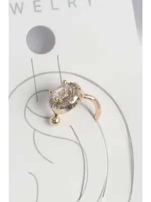 Pirinç Gold Renk Zirkon Taşlı Kadın Kıkırdak Küpe