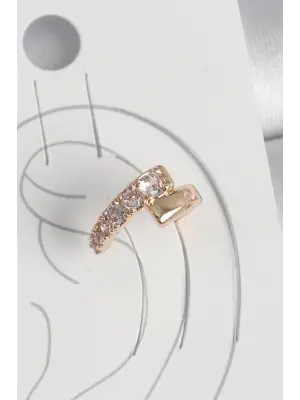 Pirinç Gold Renk Zirkon Taşlı Kadın Kıkırdak Küpe
