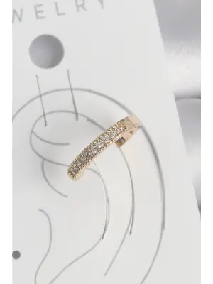 Pirinç Gold Renk Zirkon Taşlı Kadın Kıkırdak Küpe