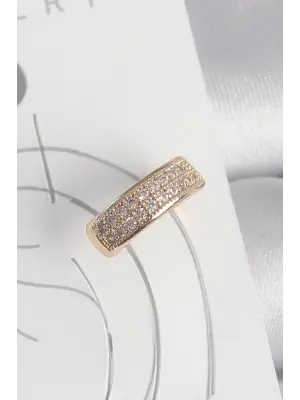 Pirinç Gold Renk Zirkon Taşlı Kadın Kıkırdak Küpe