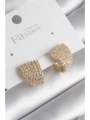  Altın Zirkon Taşlı Çelik Küpe