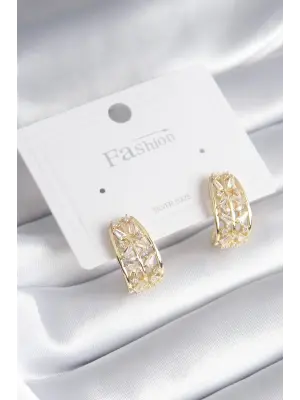  Altın Zirkon Taşlı Çelik Küpe