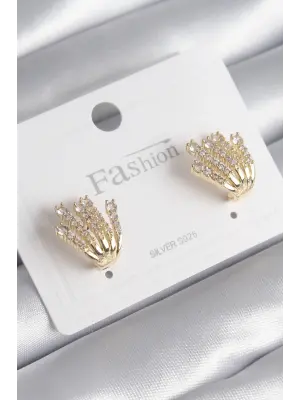  Altın Zirkon Taşlı Çelik Küpe