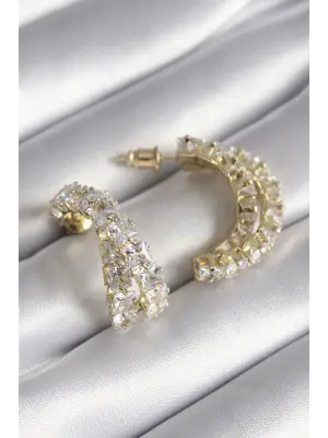  Altın Zirkon Taşlı Çelik Küpe