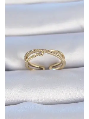  Altın Zirkon Taşlı Çelik Yüzük