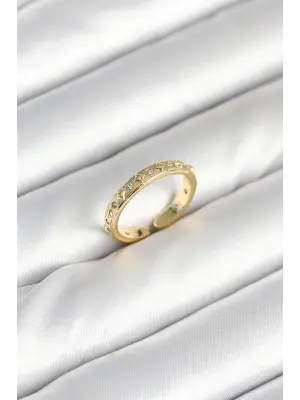 Pirinç Gold Renk Zirkon Taşlı Kadın Yüzük