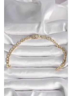 Pirinç Gold Renk Zirkon Taşlı Kalp Model Xuping Exclusive VIP Seri Kadın Bileklik