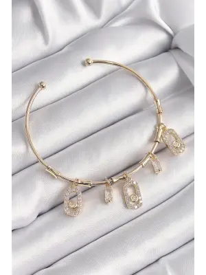 Pirinç Gold Renk Zirkon Taşlı Messika Model Kadın Bileklik