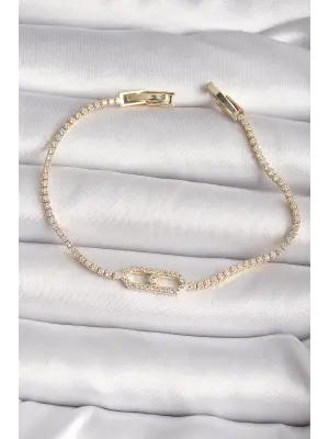 Pirinç Gold Renk Zirkon Taşlı Messika Model Kadın Bileklik