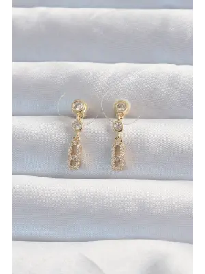  Altın Zirkon Taşlı Minimal Messika Küpe