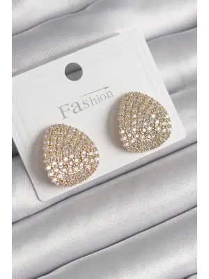  Altın Zirkon Taşlı Plaka Model Çelik Küpe