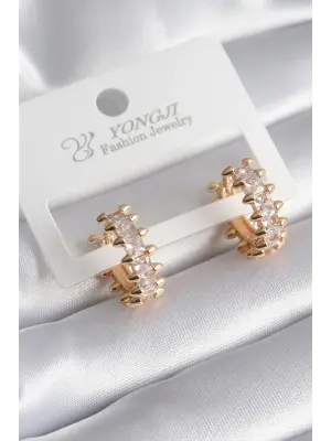  Altın Zirkon Taşlı Su Yolu Model Çelik Küpe