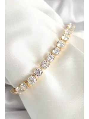 Pirinç Gold Renk Zirkon Taşlı Su Yolu Model Xuping Exclusive VIP Seri Kadın Bileklik