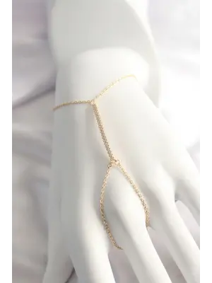 Çelik Gold Renk Zirkon Taşlı Su Yolu Şahmeran