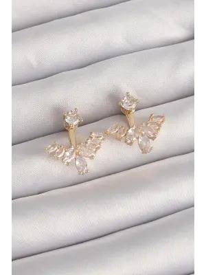  Altın Zirkon Taşlı V Model Küpe