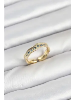 Pirinç Gold Renk Zirkon Taşlı Vintage Kadın Yüzük